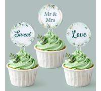 CORNER LACE Topper per cupcake a tema verde, 12 pezzi, in acrilico verde salvia, decorazioni per cupcake, dessert, addio al nubilato, feste di fidanzamento, accessori per cabina fotografica (3