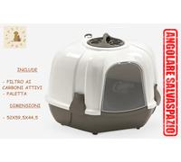 CORNER Lettiera Toilette per Gatti CHIUSA Angolare Salvaspazio cn Filtro Paletta