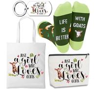 CORNER RUNNER Regali di capra per gli amanti, calze divertenti con scritta "Just a girl who loves capre", regalo per amanti degli animali, agricoltori, donne, sorelle, amiche, Bianco sporco, taglia