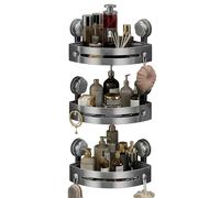 Corner Shower Organizer - Black Three Tier Suction Storage, Bathroom Toiletry Arrangement System Rack, Vertical Space Saving Fixture Unit, Secure Stability Design With Detachable Hanging Hooks