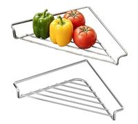 Corner Sink Organizer 2 Pack 31cm Stainless Steel Drain Rack For Sponges | Sturdy Triangular Wire Racks With Raised Edges For Drying Brushes And Dishcloths. Great For Countertop And Sink Area Storage.