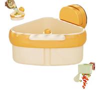 Corner Sink Strainer, Corner Sink Trash Catcher for Food Waste, Suction Cup Press Automatic Dump Sink Strainer Basket, Easy to Clean Up Kitchen Waste, Small Items for The Kitchen (Yellow)