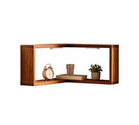 Corner Wall Shelf - L Shaped Display Rack, Rustic LED Storage Organizer