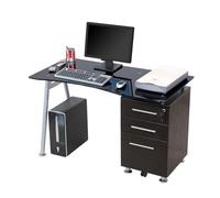 Corners Scrivania Record, Vetro, Acciaio Verniciato, Nero, M