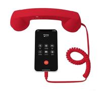 Cornetta per telefono cablata in stile retrò con connettore di tipo C, offre una comoda maneggevolezza e una voce chiara per una comunicazione efficace (rosso)