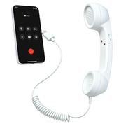 Cornetta Retrò Collegamento Type-C a Segreteria Telefonica | Cornetta Telefonica Retro Con Microfono Adatto a aziende ufficio scuola casa riunioni Bianco