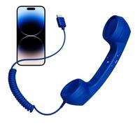 Cornetta Retro Da Cellulare Collegamento Type-C a Segreteria Telefonica | Cornetta Telefonica Retro Con Microfono Adatto a aziende ufficio scuola casa riunioni Blu