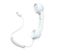 Cornetta Retro Da Cellulare Dispositivo Portatile Da Collegare Al Cellulare | Cornetta Retro Con Microfono Adatto a aziende ufficio scuola casa riunioni Bianco