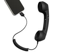 Cornetta Retro Da Cellulare Dispositivo Portatile Da Collegare Al Cellulare | Cornetta Retrò Per Cellulare Con Microfono Adatto a aziende ufficio scuola casa riunioni Nero