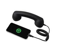 Cornetta Retro per Cellulare Cornetta Audio con Jack per Telefono Fisso | Microfono Per Cellulare Videoconferenze Chiamate Chat Aula Casa Scuola Halloween Natale Riunioni Nero