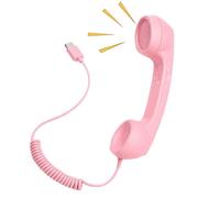 Cornetta Retro Per Cellulari Dispositivo Portatile Da Collegare Al | Cornetta Telefonica per Cellulare con Microfono Adatto a aziende ufficio scuola casa riunioni Rosa chiaro