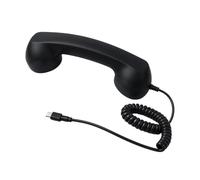 Cornetta Retrò Ricevitore Audio Cablato Con Impugnatura E Altoparlante | Cornetta Telefonica con Microfono per Cellulare Videoconferenze Chiamate Chat Aula Casa Scuola Halloween Natale Riunioni Nero