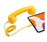 Cornetta Telefonica Retrò Ricevitore Type-C con Audio Chiaro e Impugnatura | Microfono Per Cellulare Videoconferenze Chiamate Chat Aula Casa Scuola Halloween Natale Riunioni Giallo