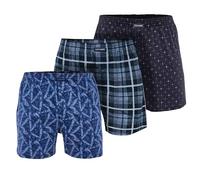 cornette Premium American Boxer da uomo, confezione da 3 pezzi, 100% cotone, arioso, sciolto, morbido, divertente, mutande da uomo, biancheria intima in cotone, Confezione da 3: blu scuro, nero, blu