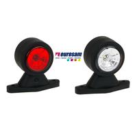 CORNETTO FANALINO IN GOMMA BIANCO- ROSSO LED 12/24V CORTO DRITTO FURGONE CAMION