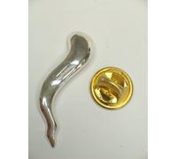 Cornetto Portafortuna : Spilla da giacca pins ) in Argento 925 - Corno Fortuna -