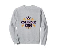 Cornhole King: Campione del Gioco Regal Backyard Felpa, Unisex per Adulti, Grigio Melange, XXL