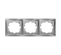 Cornice a 3 elementi in argento, serie Europa, ideale per impianti elettrici e decorativi, facile da montare, resistente ed estetico.