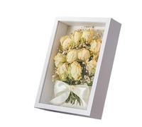 Cornice a fondo profondo, Cornice in legno con scatola for ombre 3D, dimensioni multiple multicolori da 3 cm, for foto di fiori secchi fai te(White-7inch,2PCS)
