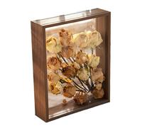 Cornice a fondo profondo, Cornici Shadowbox profonde 4 cm Multicolori Dimensioni multiple in legno for foto Fiori secchi fai-da-te(Walnut Color Frame,13X18cm 7inch)