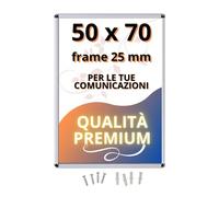 Cornice a scatto 50 x 70 cm 25mm profilo in alluminio angolo tondo e Protezione trasparente anti-riflesso