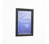 Cornice a scatto A4 in alluminio nero RAL9005, profilo 25mm, angoli vivi, PVC antiriflesso - 21x29,7 cm