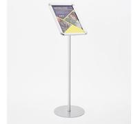 Cornice a scatto Formato A 3 modello a leggio su piantana Dimensioni Ø 35 x h 95 cm base in metallo verniciato argento