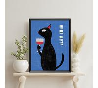 CORNICE A3 Stampa Gatto "Wine Not?" Poster amanti del Vino Arredo moderno