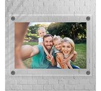 Cornice Acrilica a Parete 13x18 cm con Distanziatori Cromati | Espositore Floating in Plexi Trasparente | Doppio Pannello 3mm per Foto Cartoline ecc | Kit Montaggio Incluso