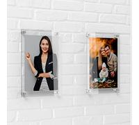 Cornice Acrilica con distanziatori a parete portafoto in plexi doppio in acrilico trasparente da appendere porta foto vari formati (15x20)