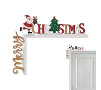 Cornice ad angolo porta natalizia | Decorazione in legno per porta albero di Natale di Babbo Natale | Decorazioni di Babbo Natale, albero di Natale e telaio della porta ad angolo retto per