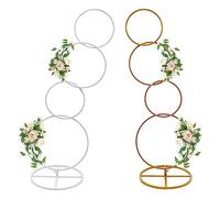 Cornice ad arco in metallo dorato, per matrimoni, 5,02 m, supporto per fiori a colonna, per matrimoni, centrotavola, feste, compleanni, doccia da sposa