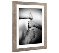 Cornice Alice con passepartout e vetro acrilico I Colore cemento I Cornice da 24x30 cm I Dimensione dell'immagine 18x24 cm