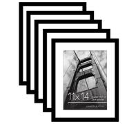 Cornice Americanflat 11x14 con plexiglass lucido - Set da 5 - Utilizzabile come cornice 8x11 con passepartout o come cornice 11x14 senza passepar
