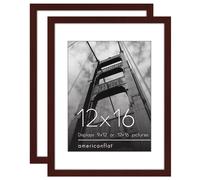 Cornice Americanflat 12x16 con plexiglass lucido - Set da 2 - Utilizzabile come cornice 9x12 con passepartout o come cornice 12x16 senza passepar