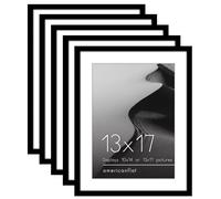 Cornice Americanflat 13x17 con plexiglass lucido - Set da 5 - Utilizzabile come cornice 10x14 con passepartout o come cornice 13x17 senza passepa
