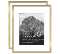 Cornice Americanflat 16x20 con plexiglass lucido - Set da 2 - Utilizzabile come cornice 11x14 con passepartout o come cornice 16x20 senza passepa