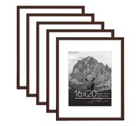 Cornice Americanflat 16x20 in mogano - Set da 5 - Utilizzabile come cornice 11x14 con passepartout o come cornice 16x20 senza passepartout - Cope