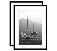 Cornice Americanflat 16x22 con plexiglass lucido - Set da 2 - Utilizzabile come cornice 12x18 con passepartout o come cornice 16x22 senza passepa