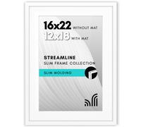 Cornice Americanflat 16x22 con plexiglass lucido - Utilizzabile come cornice 12x18 con passepartout o come cornice 16x22 senza passepartout - Col