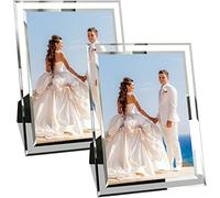 Cornice Argento in Vetro, per Foto di Sposa e Matrimonio, Glitterata, per Bambini e Famiglia, Regalo (20x25cm)