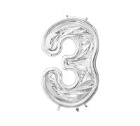Cornice Argento NUMERO 3, per alloggiamento palloncini in lattice ad aria. Prodo
