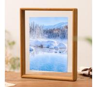 Cornice autoportante in legno con due aree di visualizzazione in acrilico per portafogli calligrafici e collezioni d'arte (B)