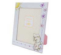 Cornice Bambina Portafoto Coniglietto Farfalle in Argento cm 13x18