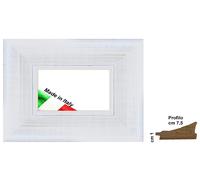 Cornice bianca shabby con sfumature blu e oro per stampe poster Spessore 7,5