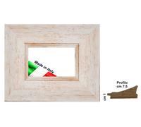 Cornice bianca shabby con sfumature rosse oro per stampe,foto,poster Da cm 7,5
