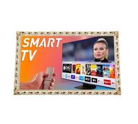 CORNICE CLASSICA PER SMART TV DA PARETE TRAFORATA BAROCCA SU MISURA AVORIO E ORO LEGNO TVGM224AO (da 41 a 50 pollici)