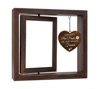 Cornice commemorativa in legno per cani con doppio lato rotante ricordo con design a cuore rustico marrone per la perdita di animali domestici, regalo di simpatia per esporre due foto, 23 x 20,5 cm