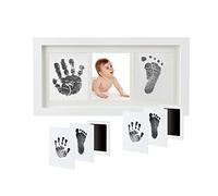 Cornice con impronte per bambini, senza inchiostro, kit di impronte di piedi e mani del bambino senza inchiostro, per bambini da 0 a 12 mesi