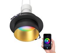 Cornice da incasso a soffitto KRON rotonda nero/oro opaco incl. Smart Home RGBW